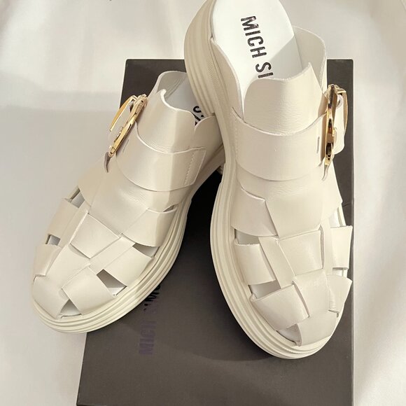 Mich Simon Bone Italian Leather Mules - Picture 1 of 4